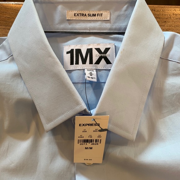 NWT Express 1MX button down light blue shirt - Picture 2 of 3